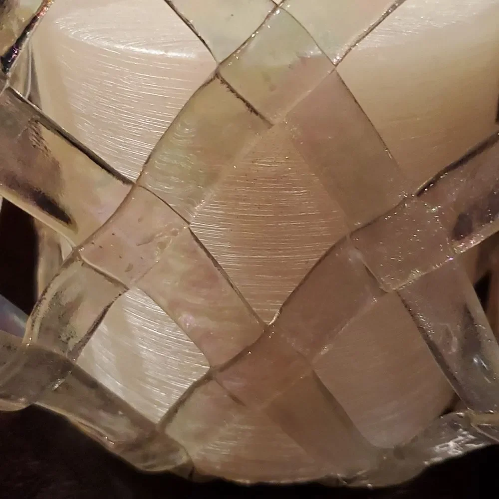 Blown Glass & Candle! Delecate Latice Design, NWOT!